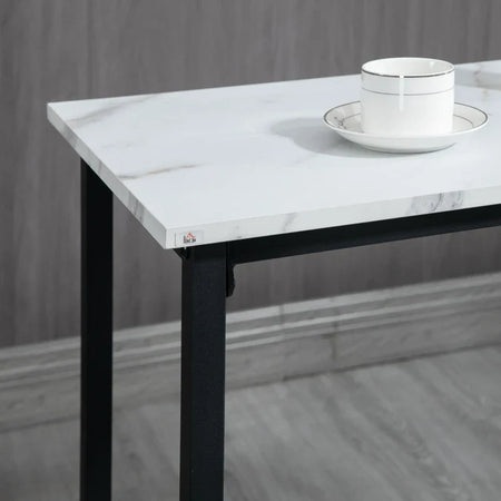 Set 3 Pezzi con Tavolo Rettangolare e 2 Sgabelli da Bar in Truciolato, MDF e Acciaio, Bianco e Nero HY3835-943V01WTHY3