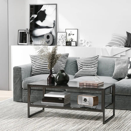 Tavolino Caffè Nero Effetto Marmo Ufficio 106x50x46 FT2833-821BK , soggiorno salotto basso nero bianco marrone grgio design moderno sala moderno alto divano camera legno vetro rotondo