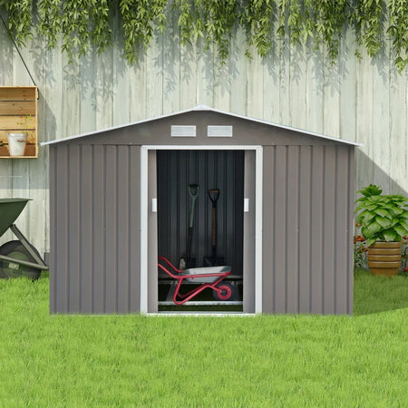 casetta utensili attrezzi esterno giardino casa armadio capanno box deposito 277x195x192cm, Grigia KT4845-031GYKT4