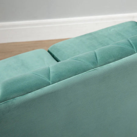 Divano 2 Posti in Legno e Velluto Verde, Spessa Imbottitura, Divano per 2 Persone Design Vintage Rétro, 148 x 72 x 76cm DY2833-847D2D