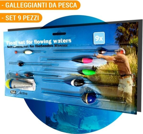9-X-Galleggianti-Da-Pesca-Varie-Misure-Per-Acque-Stagnanti-Pescatori-Fish-Active