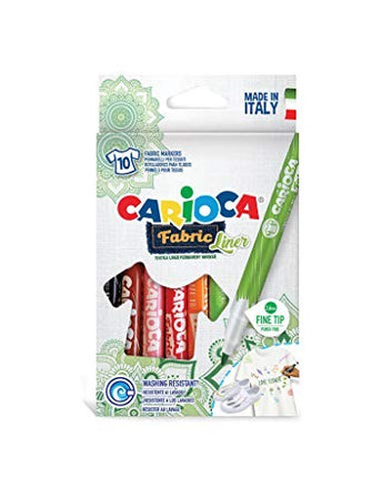 Carioca, marcatori per tessuto fabric fineliner 10 pz