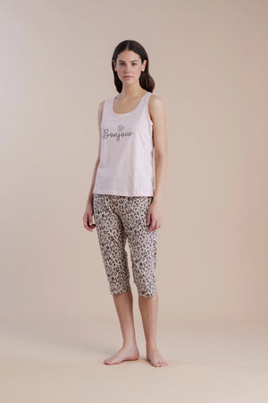 Pigiama donna in cotone top spalla larga e pantalone pescatore - Noi di notte 9052