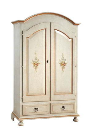MOBILI 2G - Armadio shabby 2 porte legno bianco anticato filo arancione 125x61x200
