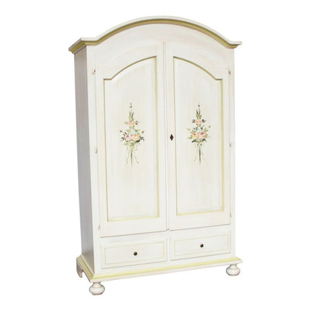Armadio shabby 2 porte legno bianco anticato filo verde 125x61x200