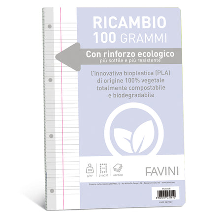 Ricambi C/Rinforzo Ecologico F.To A4 100Gr 40Fg Rigo Di 3A Favini