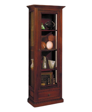 MOBILI 2G - Vetrina classica 1 anta 1 cassetto in Legno tinta noce 60X40X184