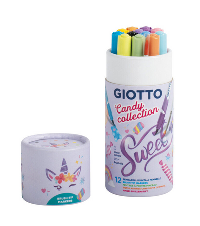 Giotto Candy set di 12 pennarelli punta a pennello colori pastello