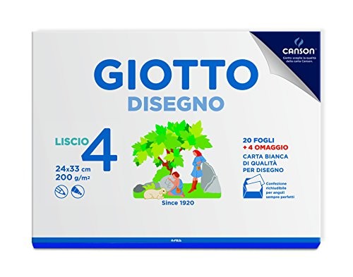 Giotto - Album Disegno 4 da 20 fogli carta bianca -224g/m - , 24x33 cm, LISCIO (F583300)