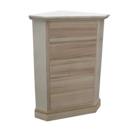 MOBILI 2G - Cassettiera ad angolo classica 5 cassetti legno grezzo 54x54x100 (5008)