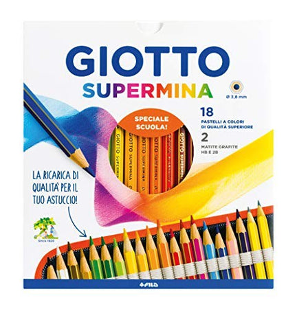 Giotto, Pastelli Supermina Astuccio da 18 +2 Matite In Grafite