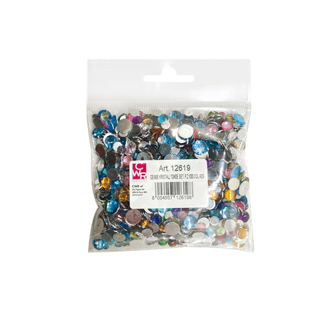 Busta 1000 Pz Gemme Kristall Tonde Diam. 6/10 Mm In Colori Assortiti Deco