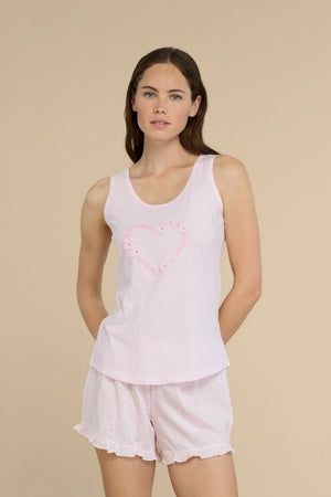 Pigiama donna in cotone con maglia spalla larga e pantalone corto - Noi di notte 9165