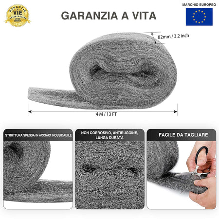 Lana d' acciaio in matassina da 75 gr per carteggiare