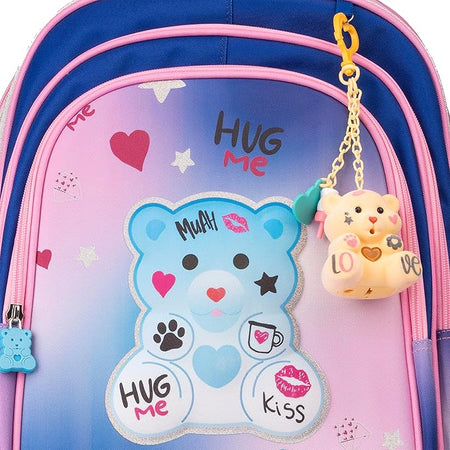 Zaino Coccolotti Love Azzurro Con Coccolotto in Omaggio Colourbook - Zaino Scuola Coccolotti, Schienale Ergonomico Imbottito, Spallacci Regolabli, Dimensioni 44x34x17, 25 litri