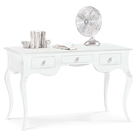 MOBILI 2G - SCRIVANIA ARTE POVERA 3 CASSETTI LEGNO BIANCO 150x75x80 (1353)