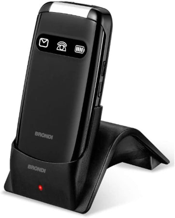 brondi amico favoloso cellulare senior gsm con flip attivo e base di ricarica nero