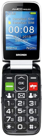 brondi amico favoloso cellulare senior gsm con flip attivo e base di ricarica nero
