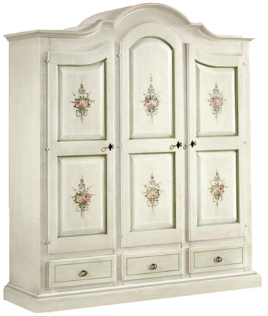 Armadio classico 3 porte bianco filo verde legno 185X62X220 (598)