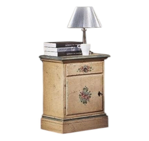 MOBILI 2G - Comodino arte povera 1 cassetto 1 porta legno shabby avorio 50x38x65 (1430)