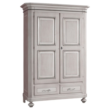 MOBILI 2G - ARMADIO CLASSICO 2 PORTE 2 CASSETTI LEGNO SHABBY TORTORA GRIGIO 135x63X203 (1465)