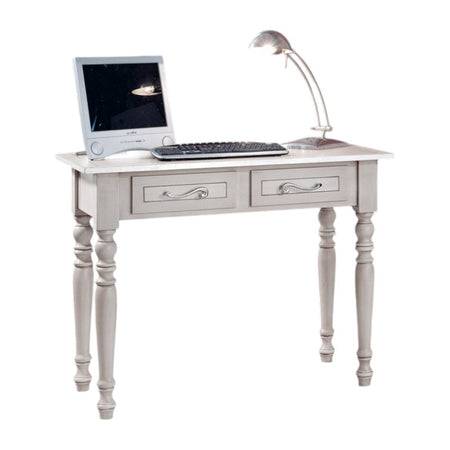 MOBILI 2G - Scrivania arte povera 2 cassetti shabby grigio tortora 105x55x80 (1466)