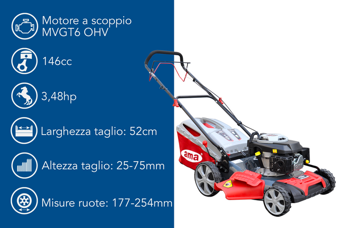 Rasaerba a trazione Ama NRT 525 da 146cc funzioni 4in1