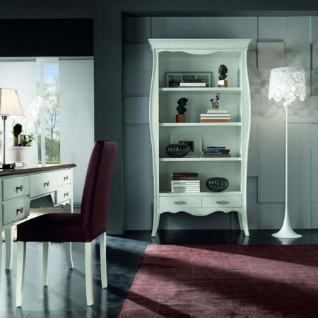 MOBILI 2G - LIBRERIA CLASSICA IN LEGNO 2 CASSETTI BIANCO 106X47X204 (3099)