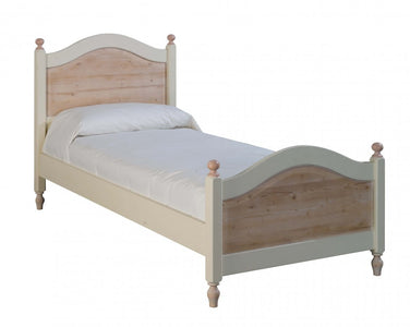 MOBILI 2G - LETTO SINGOLO ARTE POVERA LEGNO SHABBY ROSA E MIELE 98x212x111 (2228)