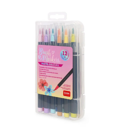 Legami, Brush Markers, il Set di 12 Pennarelli con Punta a Pennello in versione Pastello