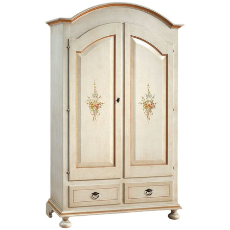 MOBILI 2G - ARMADIO ARTE POVERA 2 ANTE LEGNO SHABBY BIANCO E OCRA 125X61X200 (1312)