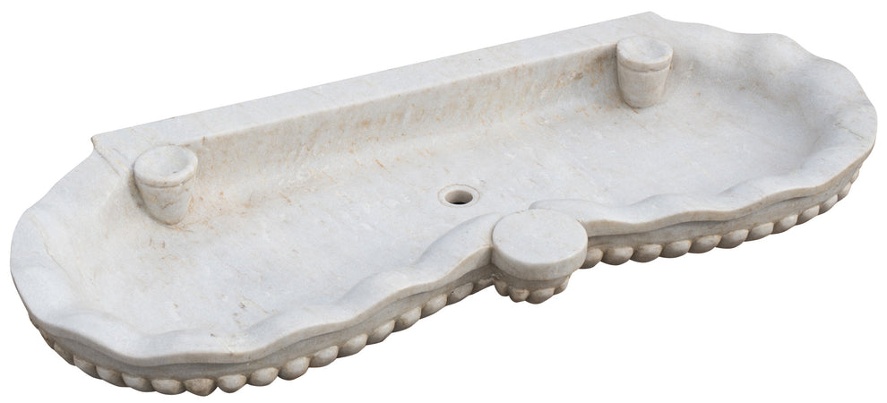 Biscottini Vasca smerlata in marmo bianco L120xPR56xH15 cm realizzata completamente mano