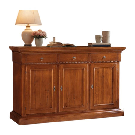 MOBILI 2G - CREDENZA 3 PORTE IN LEGNO NOCE ARTE POVERA 190x50x111 (604)