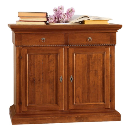 MOBILI 2G - CREDENZA 2 PORTE IN LEGNO NOCE ARTE POVERA 135x50x111 (601)