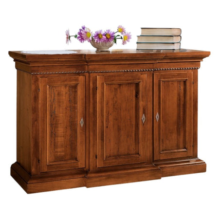 MOBILI 2G - CREDENZA 3 PORTE CORPO AVANZATO LEGNO NOCE ARTE POVERA 175x52x110 (603)