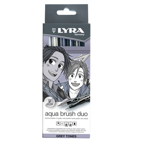Astuccio 6 Pennarelli Aqua Brush Duo Lyra Scala Di Grigio L6521063