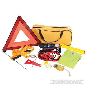 Kit emergenza auto triangolo giubbotto compressore gancio traino cavetti Prezzo Silverline