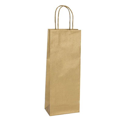 20 Shoppers Carta Biokraft 14X9X38Cm Portabottiglie Oro