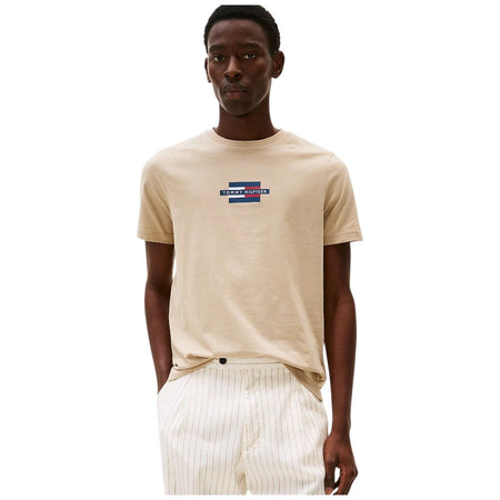 Tommy Hilfiger t-shirt beige logo centrale MW0MW38636RBT T-shirt Tommy Hilfiger