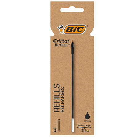 Blister 3 Refill Cristal Re'New 1Mm Nero Bic