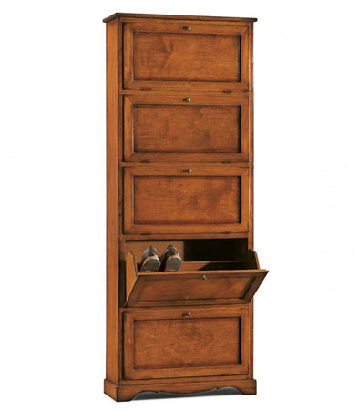 MOBILI 2G - Scarpiera 5 ante ribalta arte povera legno tinta noce 79X30X210 (282)