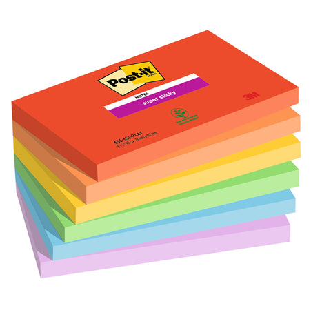 Cf. 6Pz Blocco 90Foglietti Post-It Super Sticky 76X127Mm 655-6Ss-Play Playful