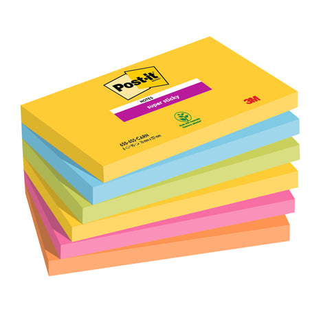 Cf. 6Pz Blocco 90Fg. Post-It Super Sticky 76X127Mm 655-6Ss- Carn Carnival
