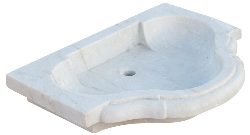 Biscottini Acquaio in marmo bianco L77xPR55xH13 cm Vasca realizzata completamente