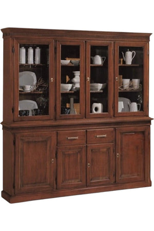 MOBILI 2G - Cristalliera arte povera 4 porte 2 cassetti legno tinta noce 200x47x214 (1224)
