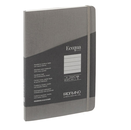 Taccuino C/Elastico Ecoqua Plus Cucito F.To A5 80 Fg. Righe Antracite Fabriano