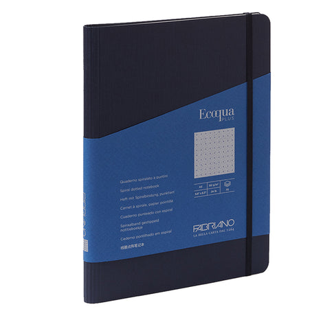 Taccuino C/Elast. Ecoqua Plus Spiral. A5 70Fg. Puntinato Blu Scuro Fabriano