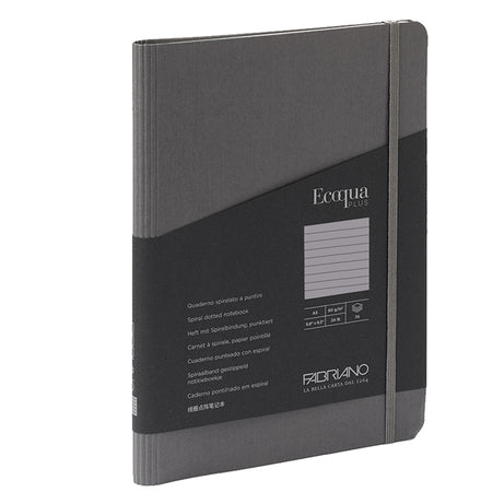 Taccuino C/Elast. Ecoqua Plus Spiral. A5 70Fg. Righe Antracite Fabriano
