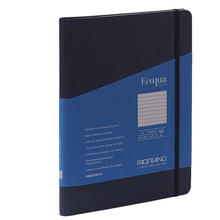 Taccuino C/Elast. Ecoqua Plus Spiral. A5 70Fg. Righe Blu Scuro Fabriano