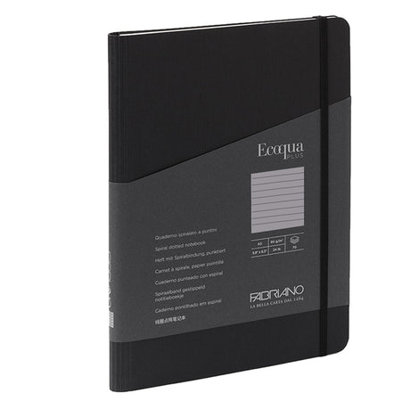 Taccuino C/Elast. Ecoqua Plus Spiral. A5 70Fg. Righe Nero Fabriano